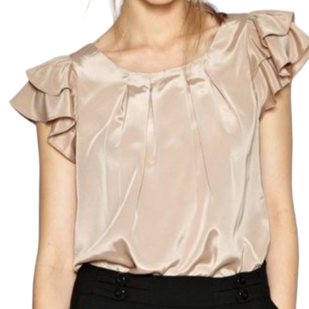 Satin Flutter Sleeve Blouse